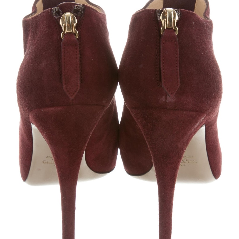 Valentino Crimson Suede Ruffle Booties Size37/US 7 - Picture 4 of 8